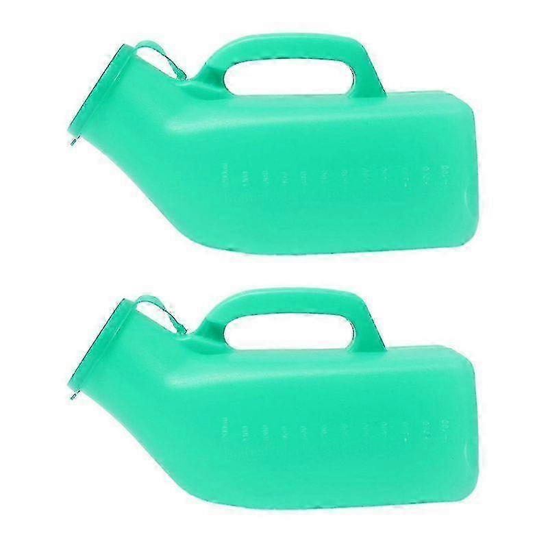 2x Kapaklı Erkek İdrar Şişesi, Otoklavlanabilir, 1.2L Yeşil, Seyahat Kampı Hastaları için