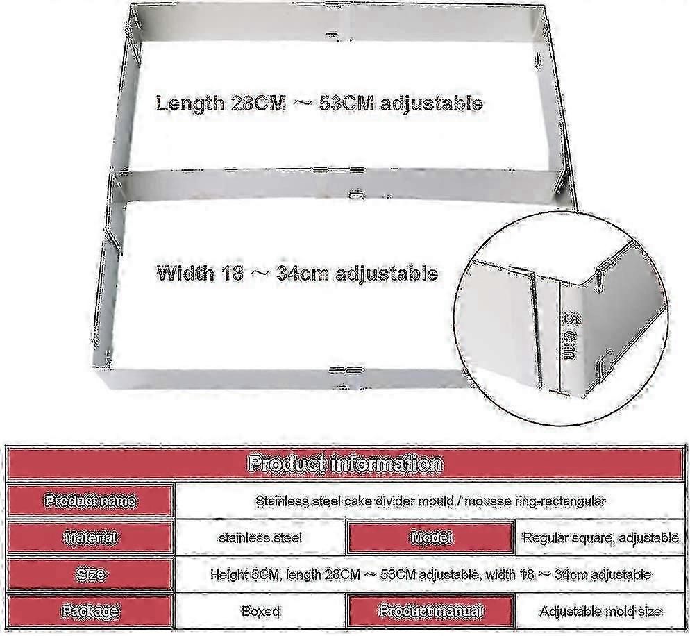 2025 Rectangular Adjustable Baking Frame, With Dividers, Adjustable Cake Ring-FCY lucky