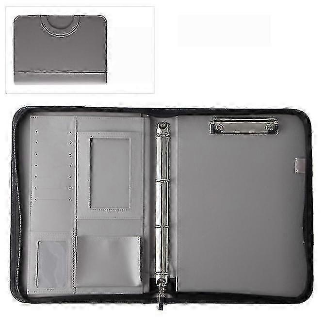 Multifunctional Portable Document Folder Zipper Bag Made of A4 Leather Suitable for Various Business Needs