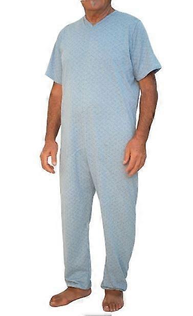 Pijama Médico de Manga Curta com Zíper Traseiro - Azul Claro