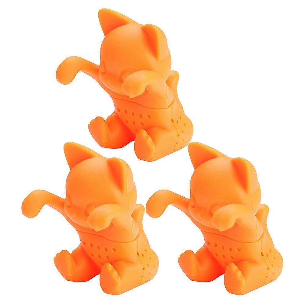 Cat Shape Reusable Tea Steeper Infusing For Tea Enthusiasts Office Use Orange 3Pcs
