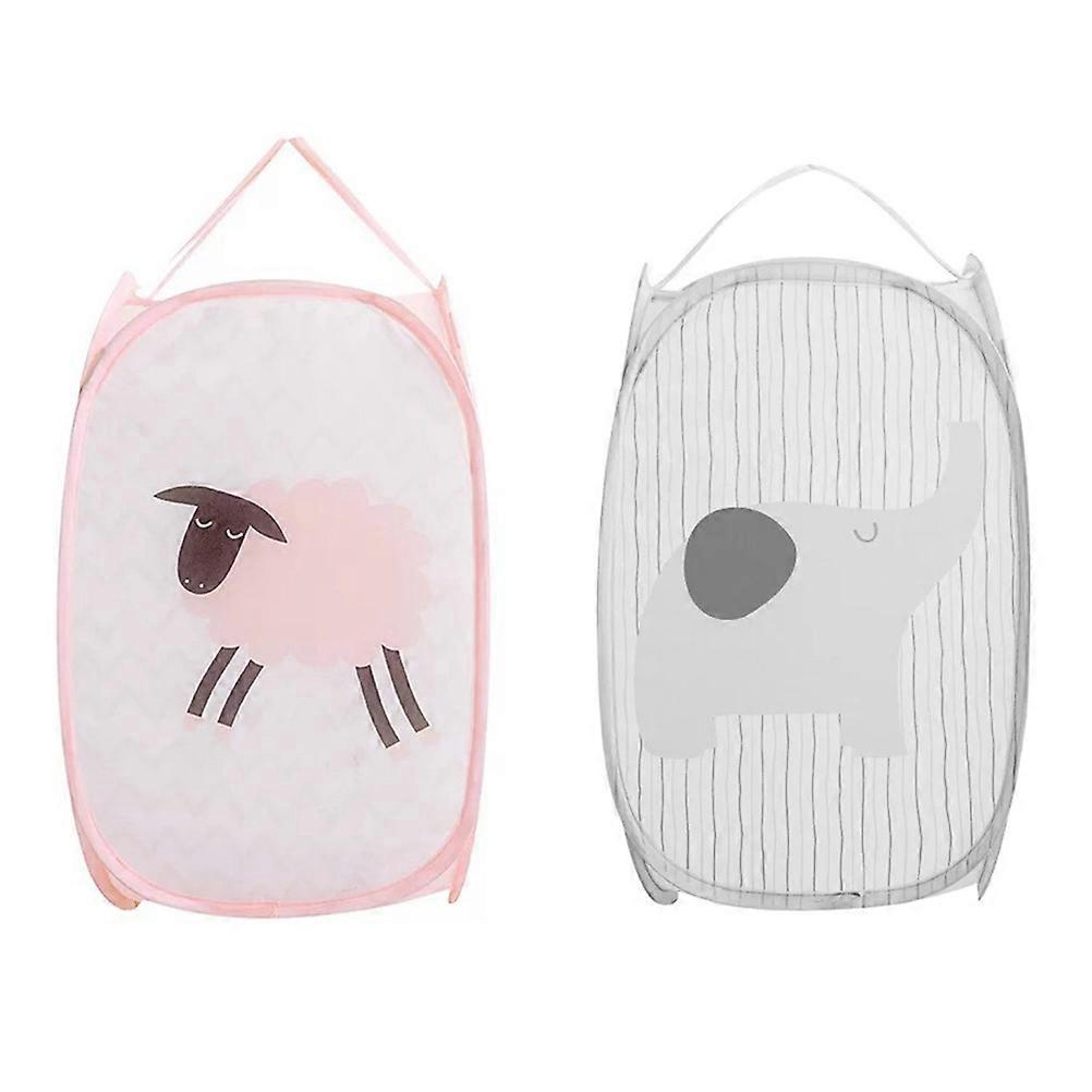 Collapsible Laundry Basket 2 Pcs 50x30CM Foldable Hamper for College Students Apartment Dwellers Grey Elephant Storage
