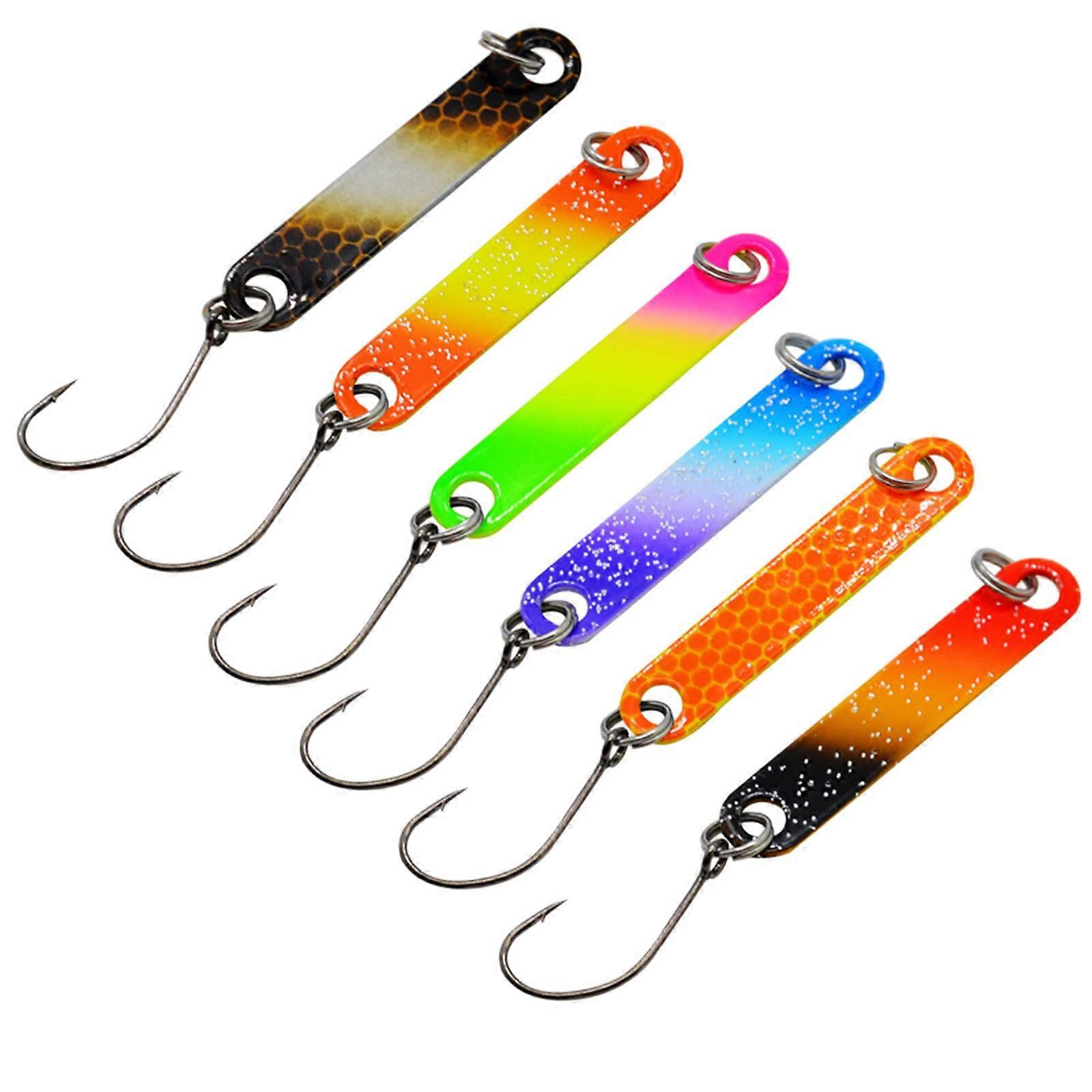 6x Fishing Lures 4 Cm Metal Spoon Lure Set For Trout With Colorful DoubleSided Sequins