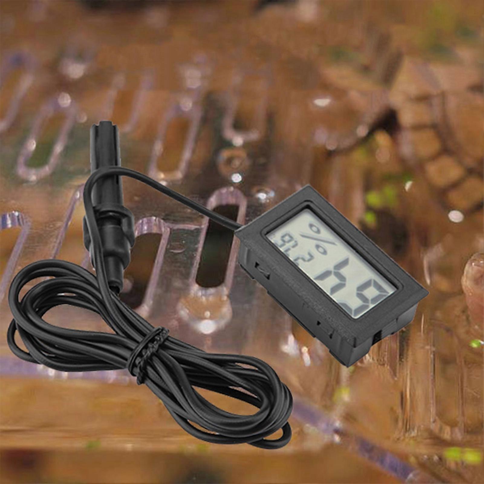 Mini LCD Thermometer Hygrometer with External Probe, Black, 4.8x2.8x1.5cm