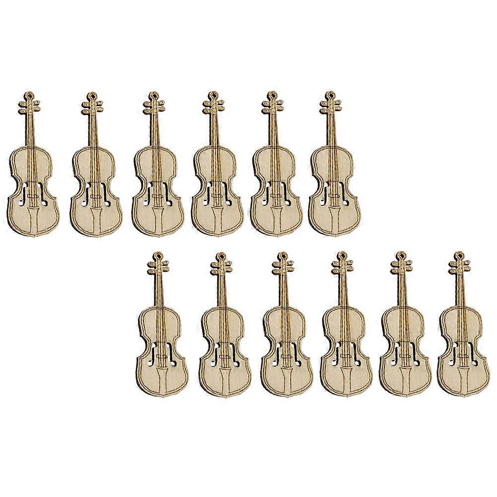 12pcs Mini Wooden Violin Ornaments – Realistic Room Decor, Versatile Photo Props & Desktop Display for Mini Houses