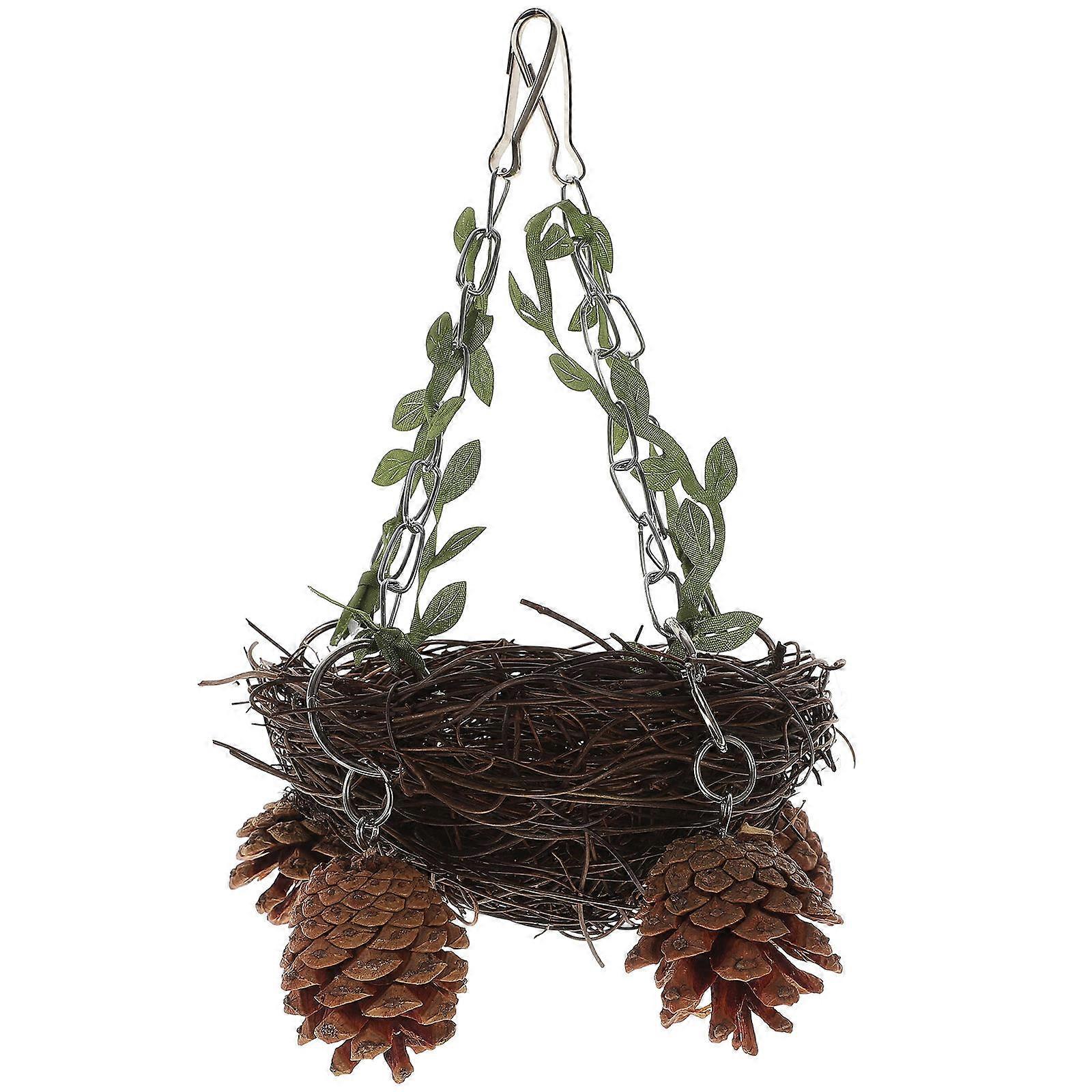 Natural Rattan Bird Nest Swing Hanging Hammock Chewing Perch Durable Safe for Budgies Cockatiels Macaws