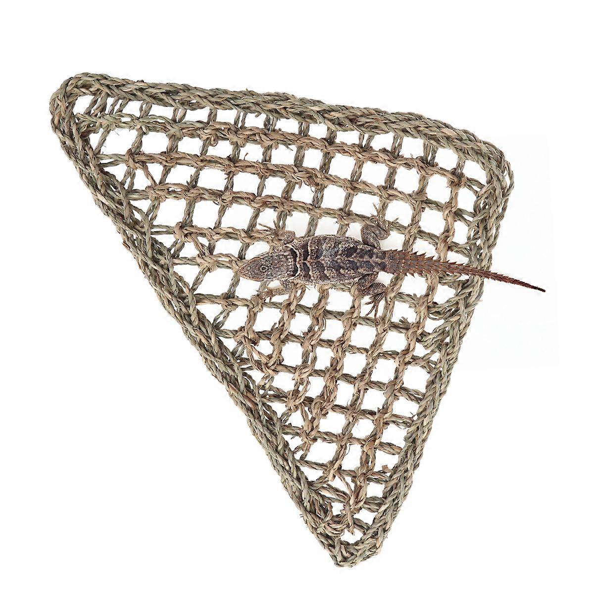 Lizard's Bed Natural Grass Fibers Hammock Bed Triangle Small Animals Reptile Sleeping Mat Indoor Pet Area 1Set