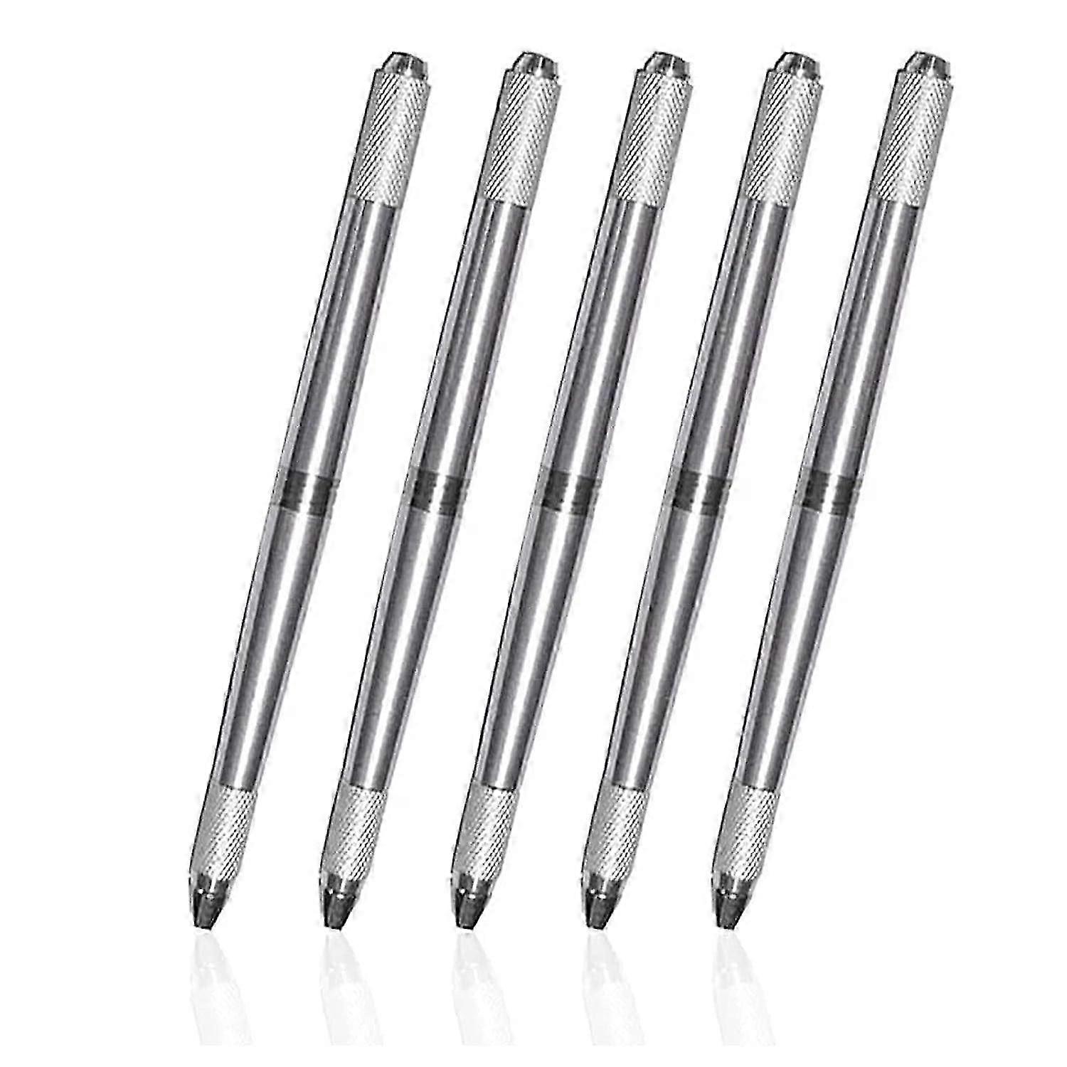 Silver Disposable Tattoo Eyebrow Pens (5 Pack) - 3 Heads Design Microblading