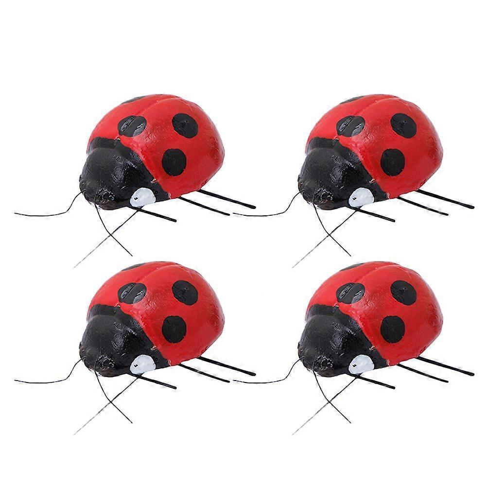 4 Pcs Artificial Ladybird Ornament Simulated Ladybird Statue Decor Yard Scene Adornment
