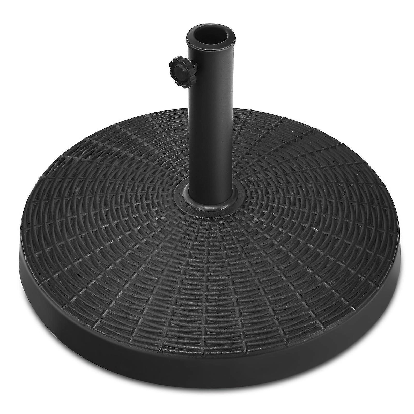 Parasol Stand 22 kg, Round Rattan Look Resin Umbrella Base for 38/48 mm Poles, Heavy-Duty Market Umbrella Support