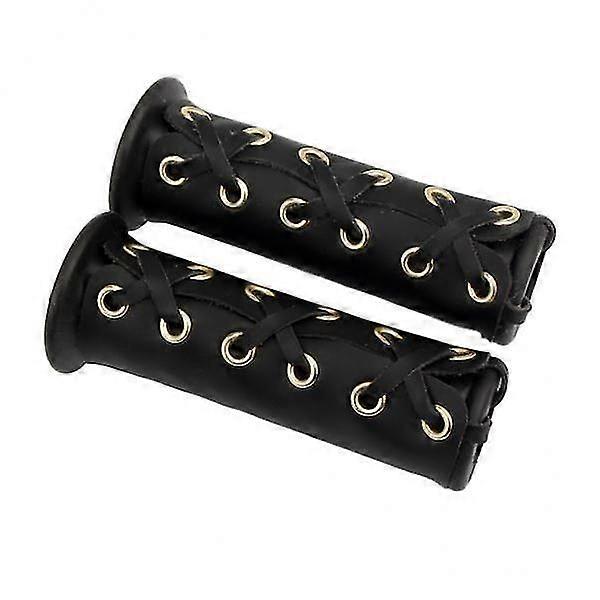 2xKonstläder motorcykel grepp täcker vibrationsdämpande svart