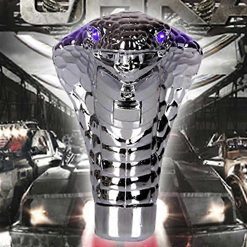 Universal Car Manual Gear Shift Knob Stick LED Eyes Chrome Cobra Snake Cool Shift Lever