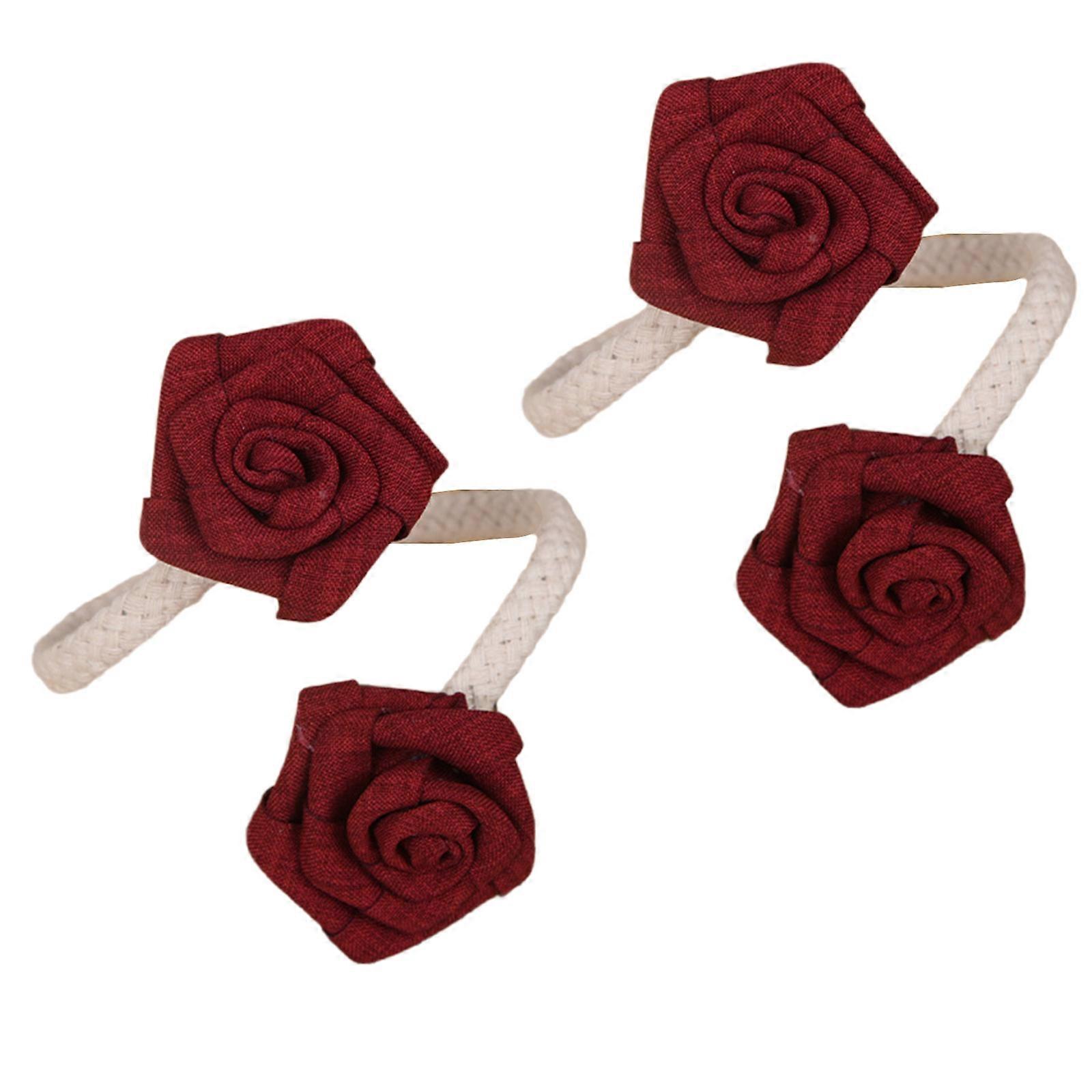 Pack of 2 Rustics Curtain Holders Holdbacks Flexible Twist Bough Flower Tiebacks for Drapes and Sheers Decorations Burgundy