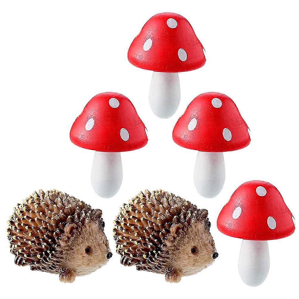 Resin Hedgehogs Garden Mushroom Decoration Micro Landscape General Users 6Pcs