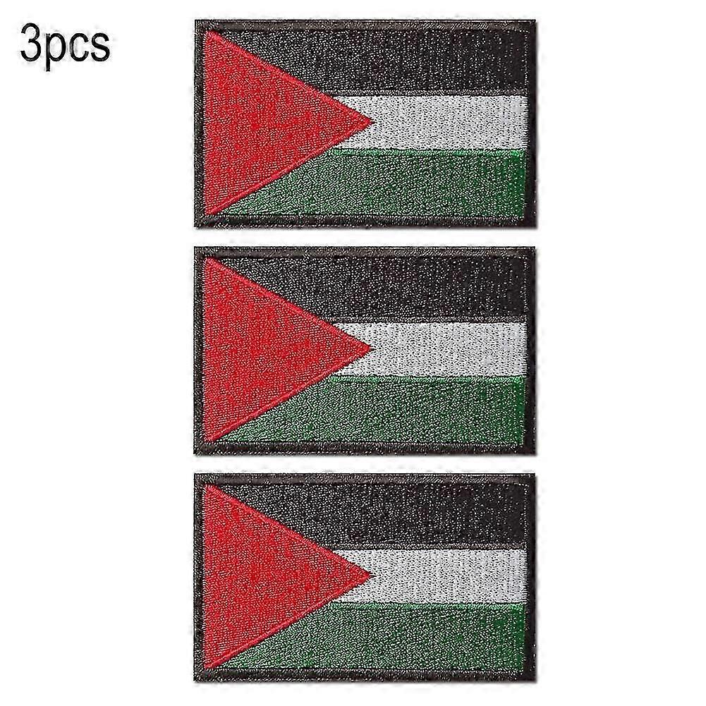 3 x 8*5cm Embroidered Palestinian Flag Patch for Customizing Clothes