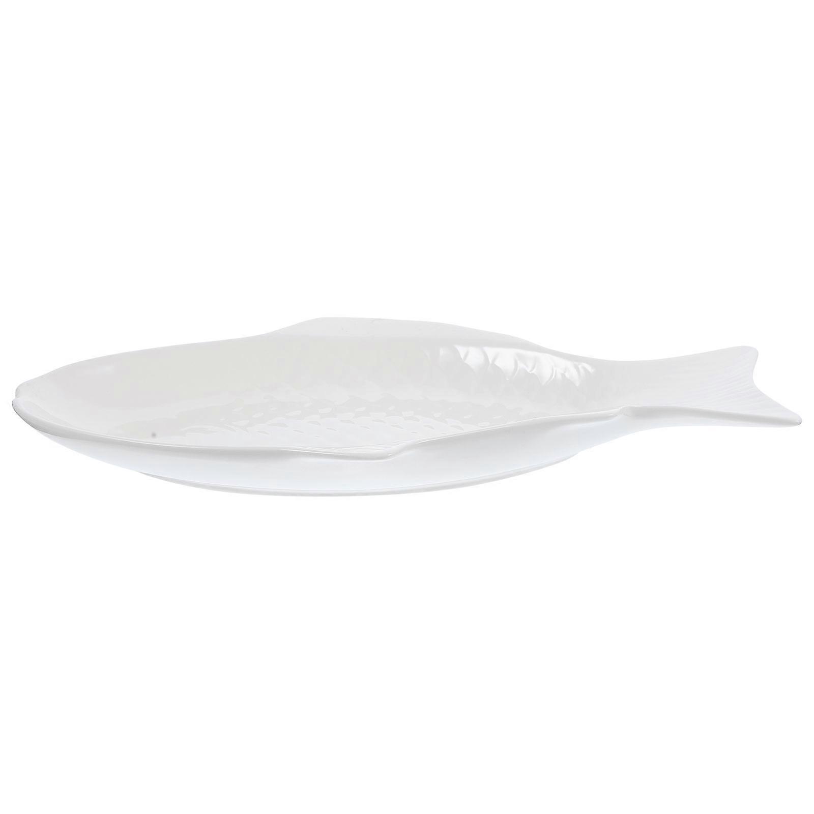 Ceramic Fish Steaming Dish White 37.80X20.50X2.50CM Housewarming present 1Pack