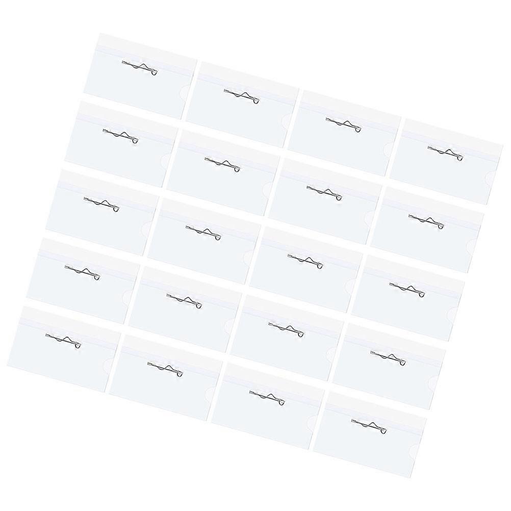 Name Badge Holders Plastic Name Tags with Pin and Sleeve Store ID Cards Reusable for Office Employees 50Set