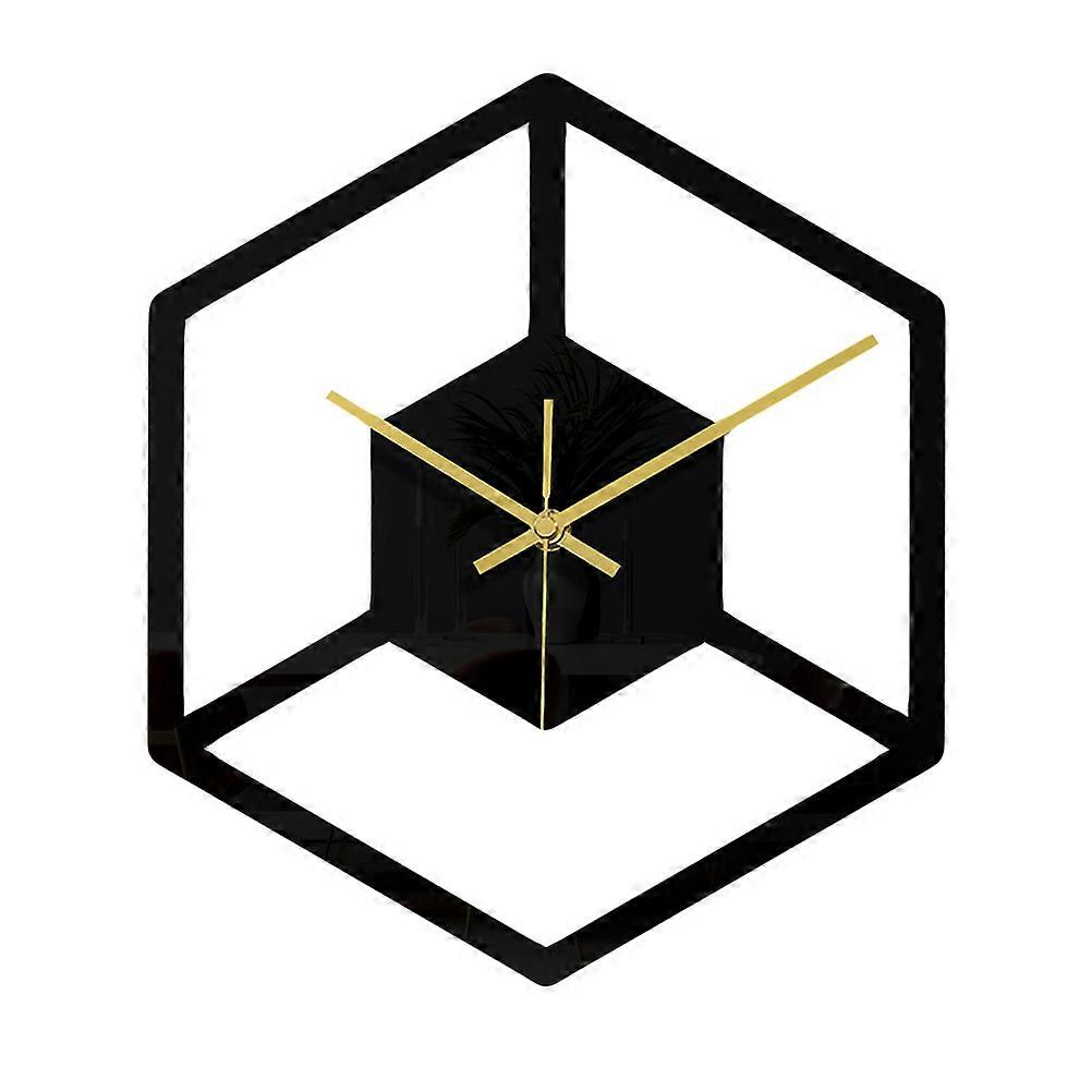 Acrylic Hexagon Wall Clock Black Minimalist Silent Lightweight Easy To Install Accurate Timekeeping Stylish Home Decor For Bedroom Living Room