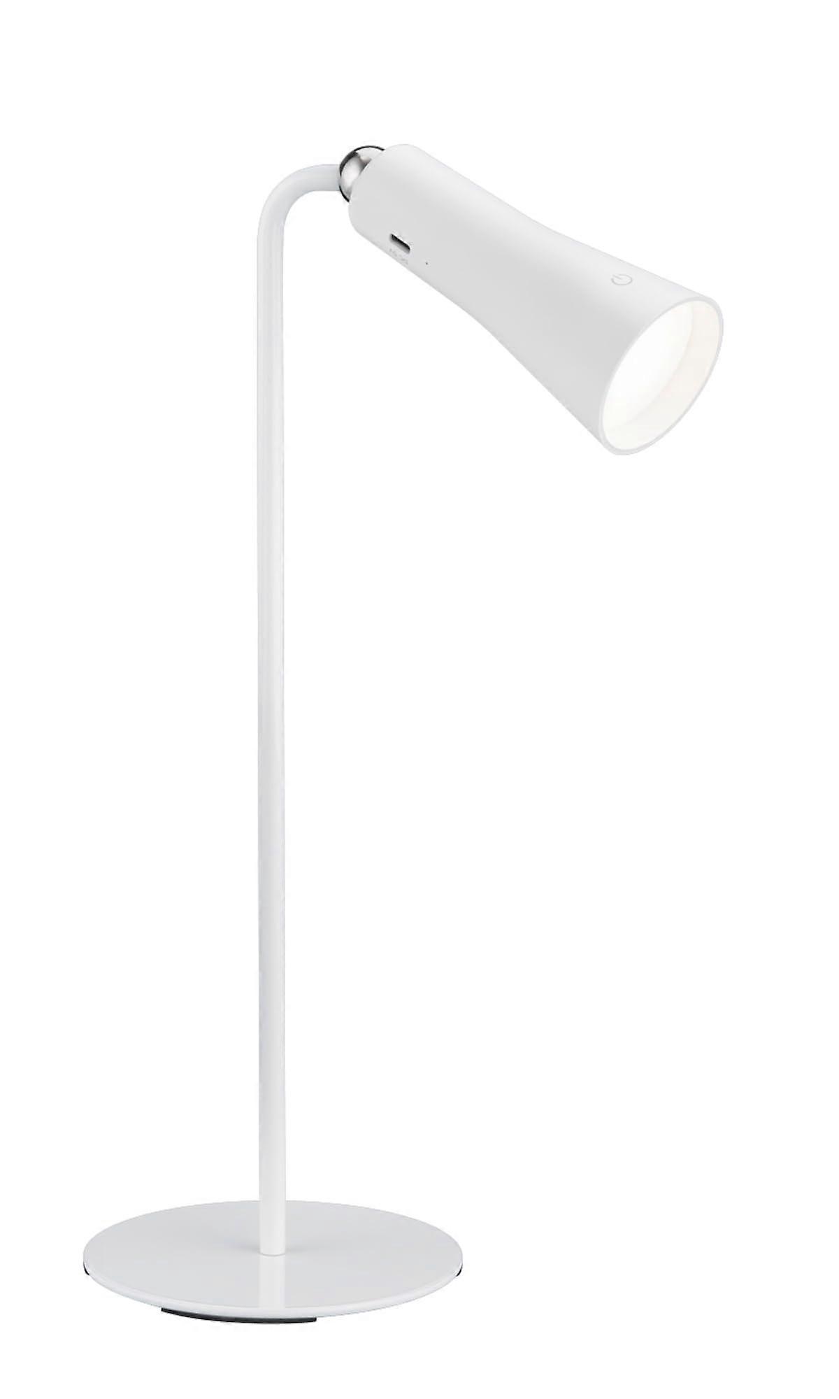 R52121131 LED Table Lamp, 2 Watt Battery Operated, Matte White Metal, Dimmable Design