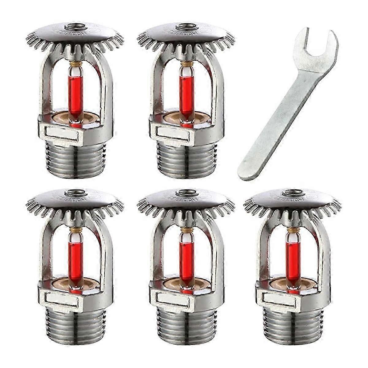 Convient pour 5 Pcs Tête de gicleur d’incendie 155 ° F Pulvérisation d’eau verticale 68 ° C Réponse rapide 1/2 pouce NPT-JC