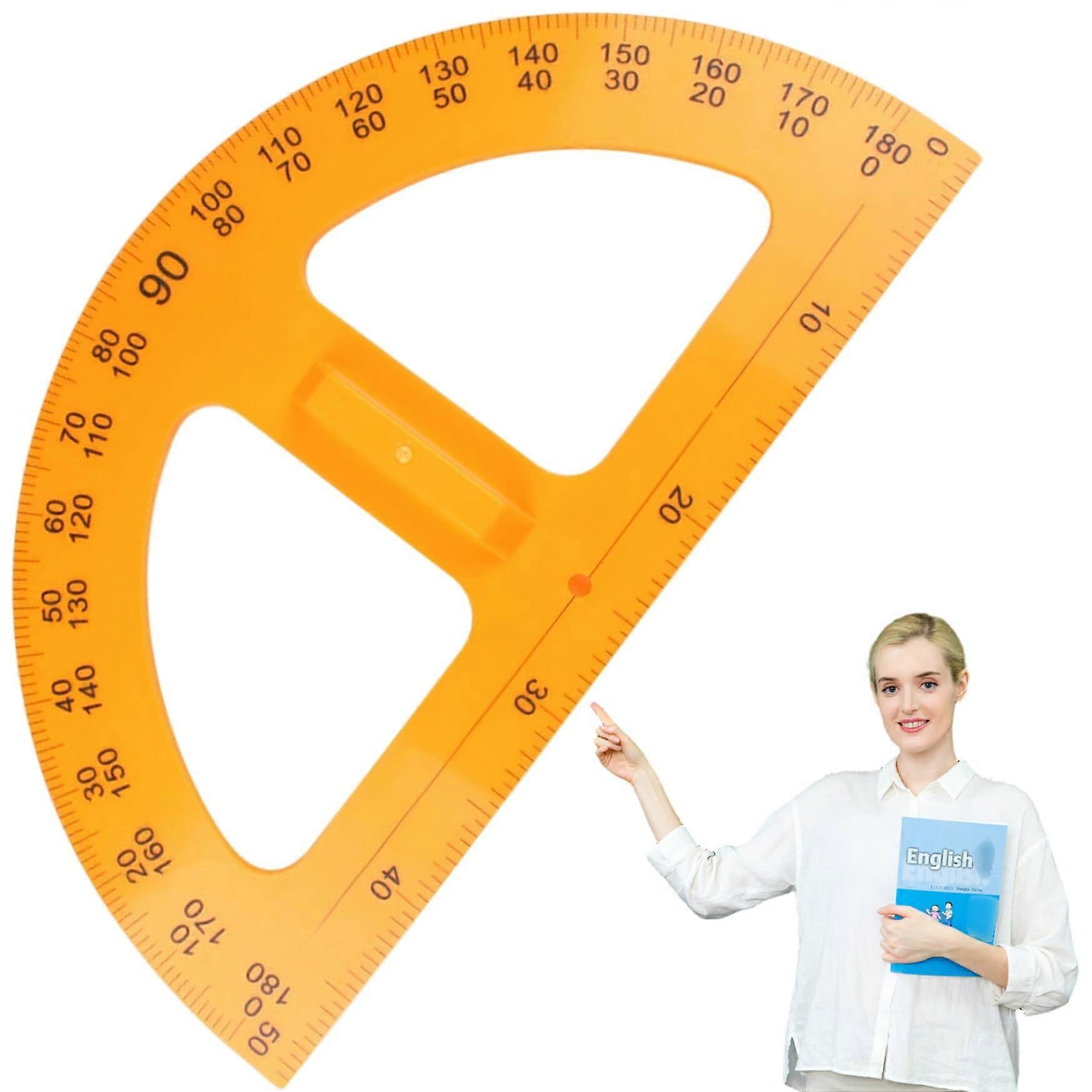 Large protractor with handle and clear scale 20x11 180° protractor for teaching geometry and mathematics in school, design submission, geometry sets.
