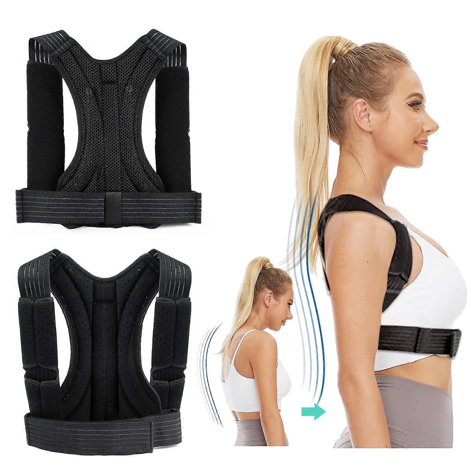Back Posture Corrector, Straightener Back for Women and Men, Comfortable Upper Back Support, Corrects Humpback and Improves Back Posture, Black (XL)