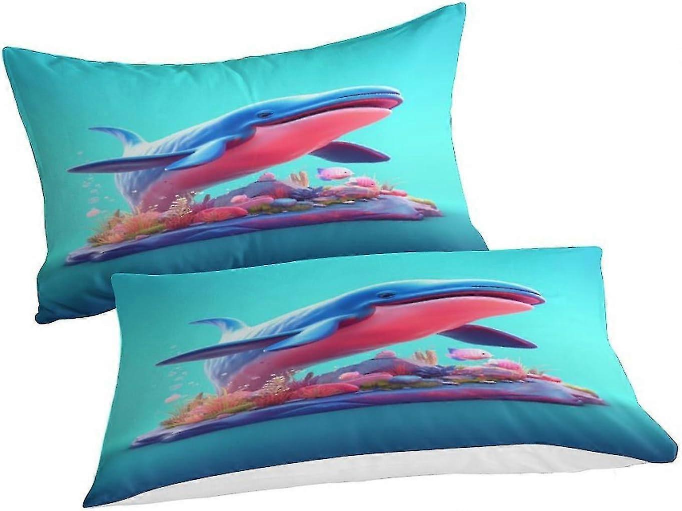 Conjunto de capa de edredom e fronha de microfibra Whale 3 peças Roupa de cama Impressão digital 3D Capas de colcha Quarto Individual Daybed Duplo