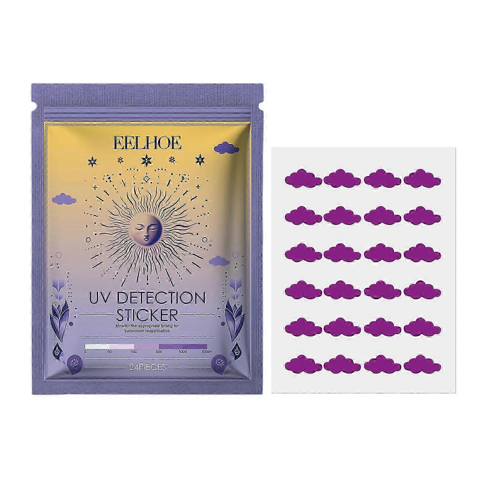 24pcs UV Stickers for Sunscreen, UV Detection Stickers, Sweat & Waterproof UV Activated Sunscreen Stickers