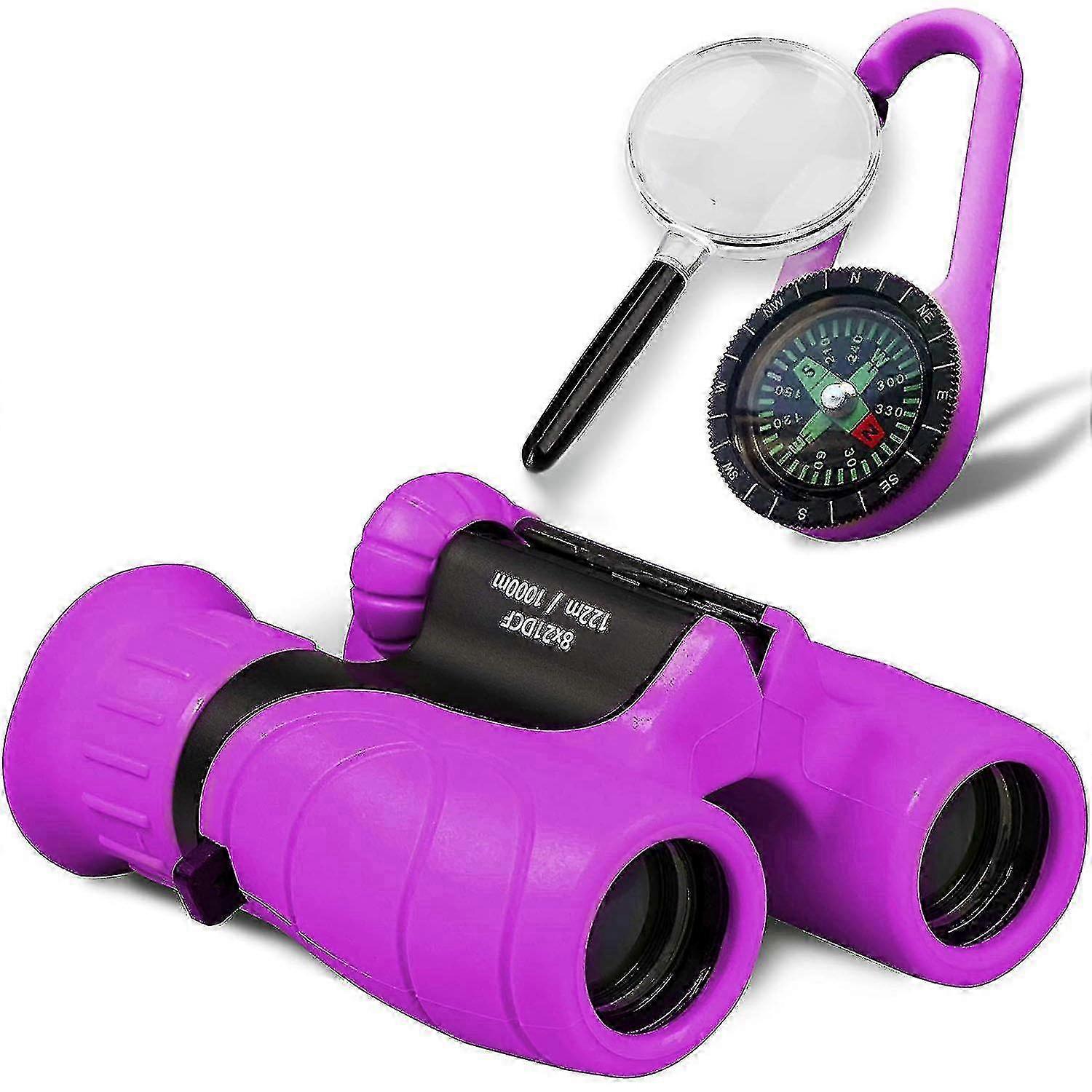 Children's Binoculars with Magnifying Glass and Compass 8x21 | Toy Set for Boys and Girls Aged 4 and Up
