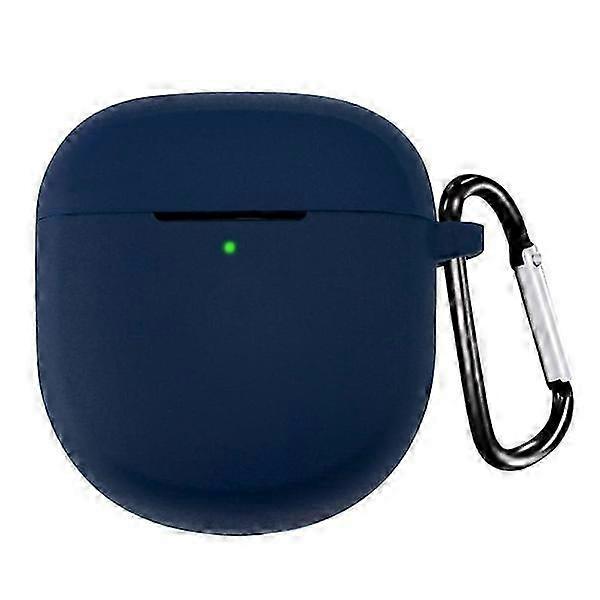 Silicone Case with Buckle for Compatible Brand Earbuds - Dark Blue