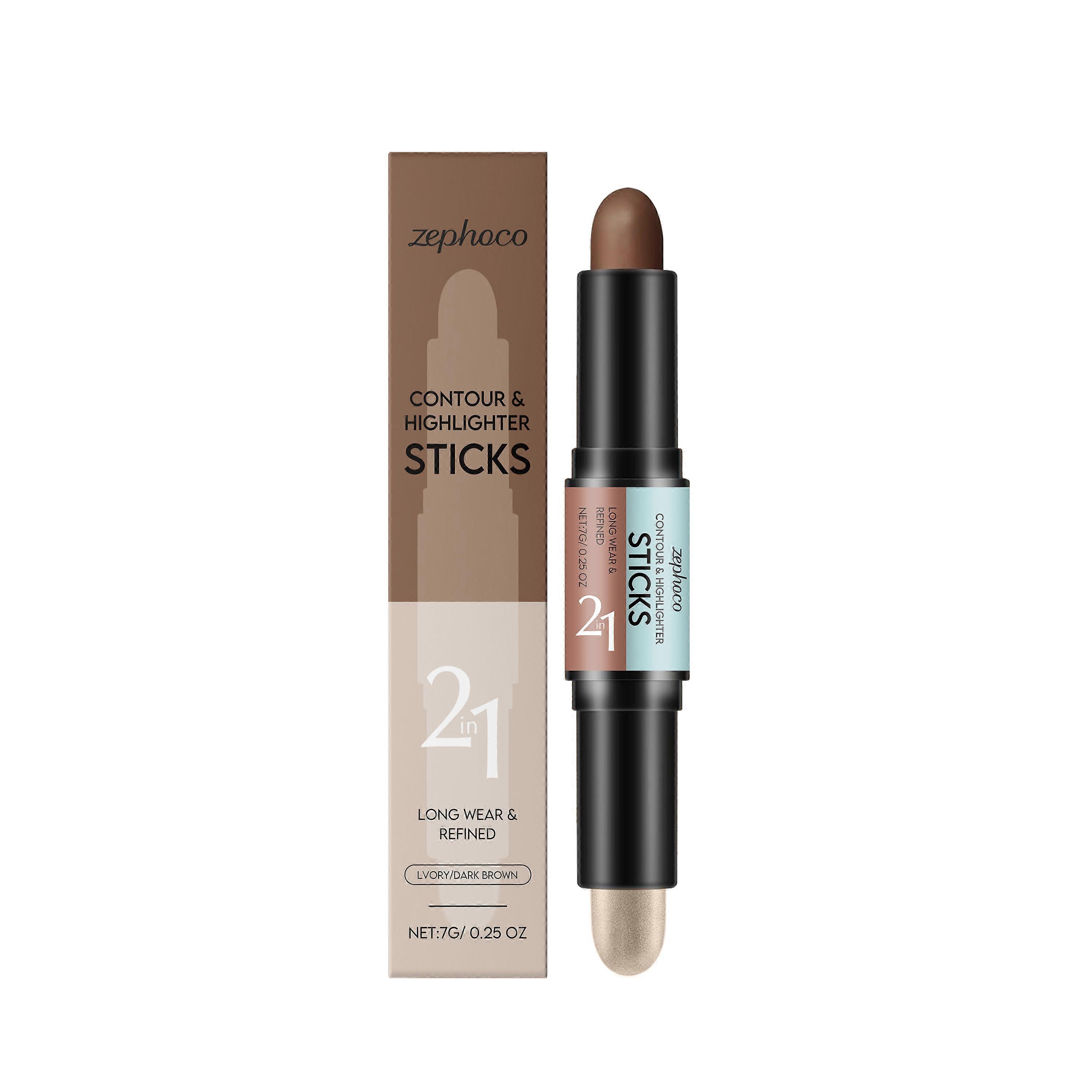 2-in-1 Contour & Highlight Stick - Dual-Head, Natural Finish, Portable Makeup Tool
