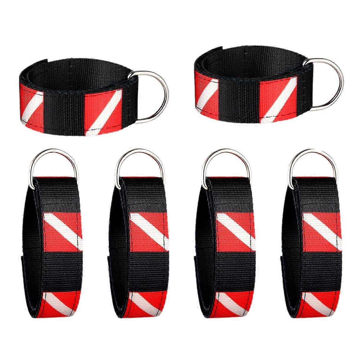 6 Pack Scuba Diving Wrist Strap Adjustable Wristband with D Ring Sticky Suitable for Underwater Div