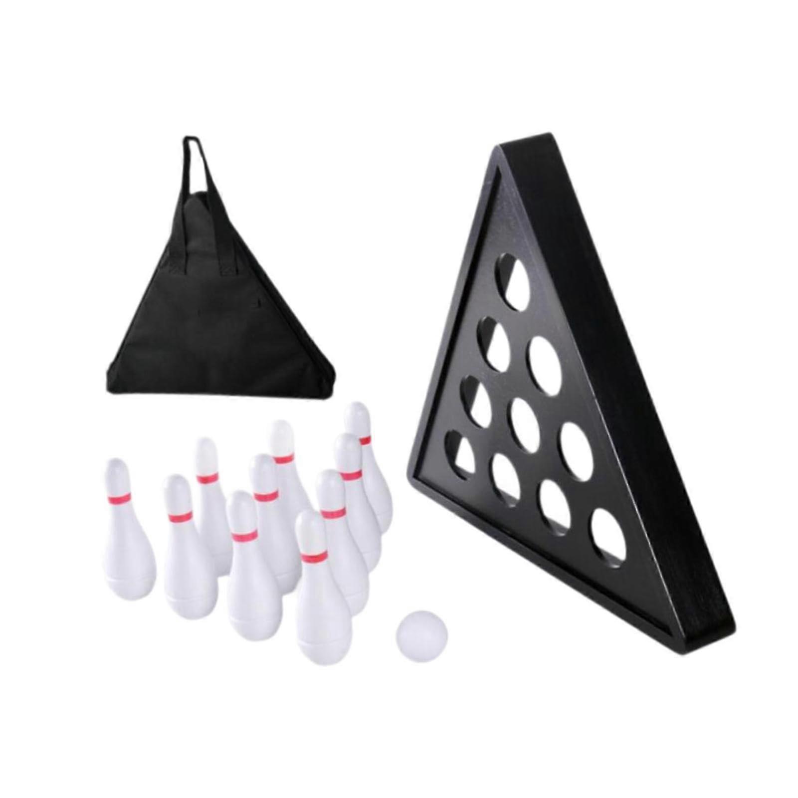 Tabletop Shuffleboard Bowling Pins Set, Children's Bowling Toy, Wooden with Bag, Bowling Game for Family Game, Children's Activity