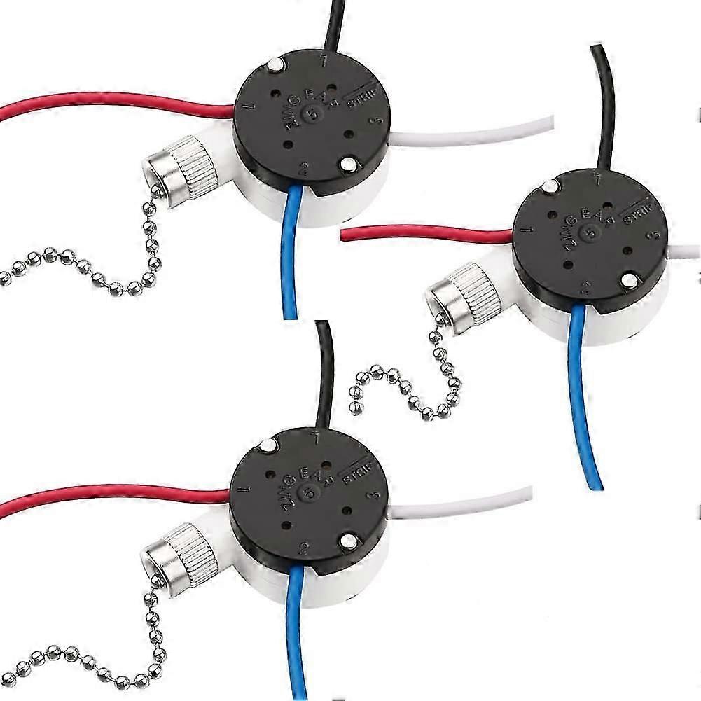 3 Pack 3 Speed 4 Wire Pull Chain Switch for Ceiling Fan