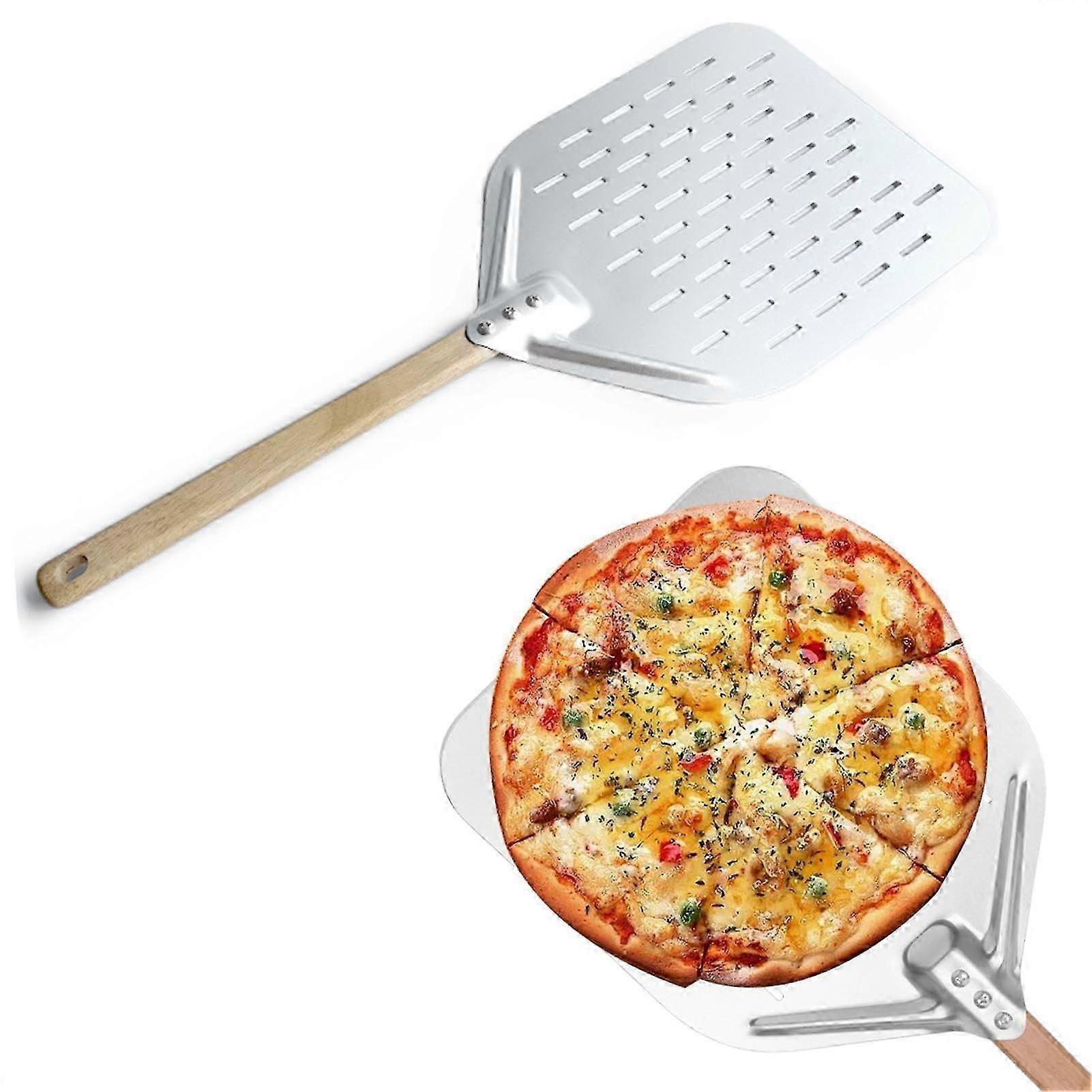 Pizza Peel 40 x 30 cm 12 Inch Pizza Shovel with Large Surface and Removable Handle, Pizza Slider for Homemade Pizzas, Baking, Bread (Colour: Silver)-Y