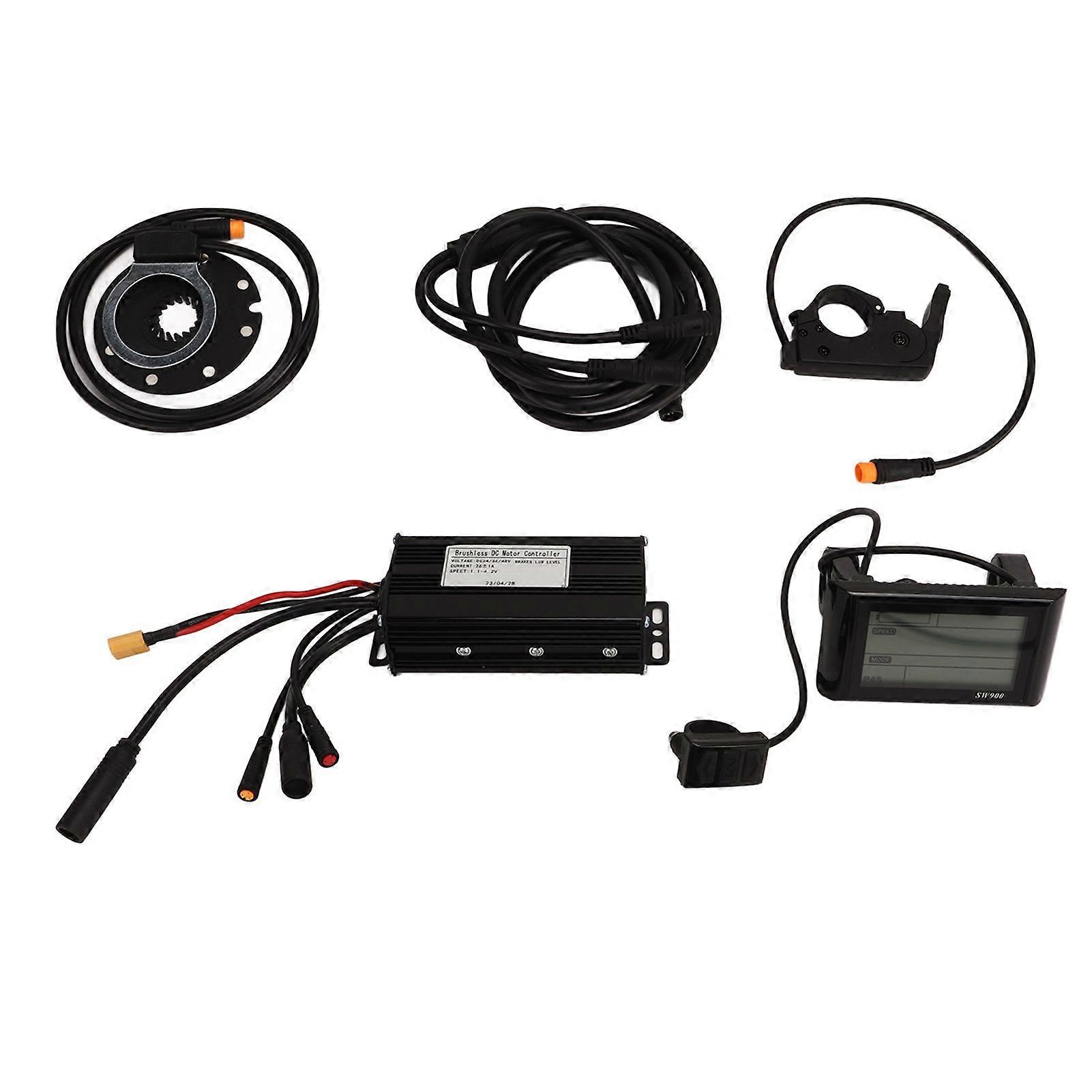 DC24V 36V 48V Sine Wave Electric Bike Controller with SW900 Panel Power Sensor Thumb Throttle for Bike YMQX)