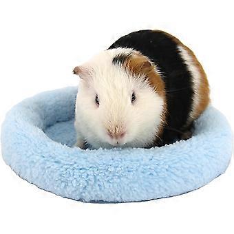 Hamsterseng, blød rund fløjl varm liggeunderlag, vaskbar pude til hamster pindsvin og andre smådyr (blå, S)