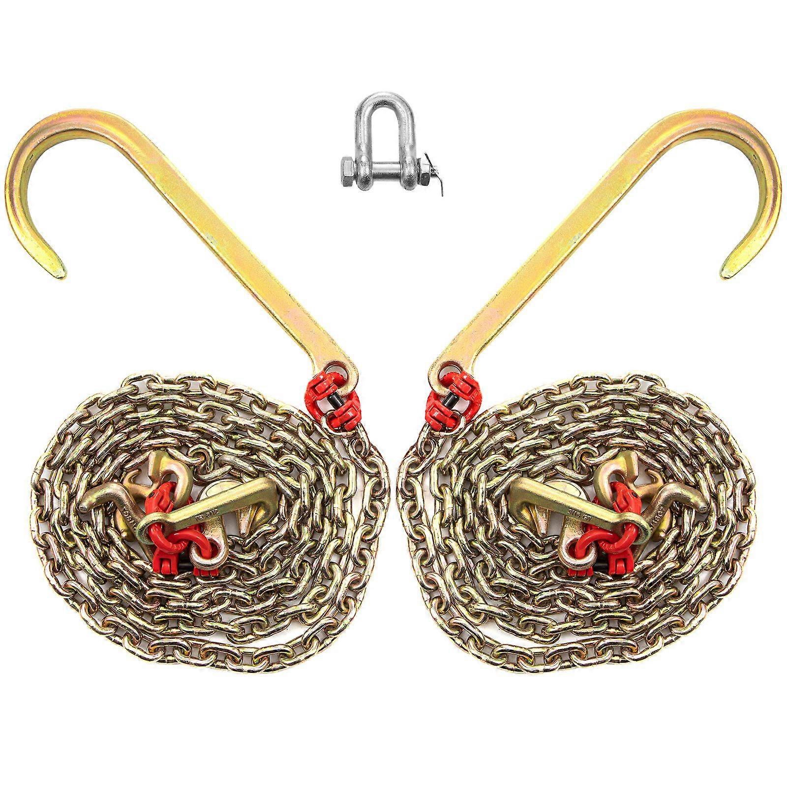 J Hook Chain, 5/16 in x 10 ft Bridle Tow Chain, G80 Bridle Transport Chain,, 9260 Lbs Break Strength Tow Hooks for Trucks