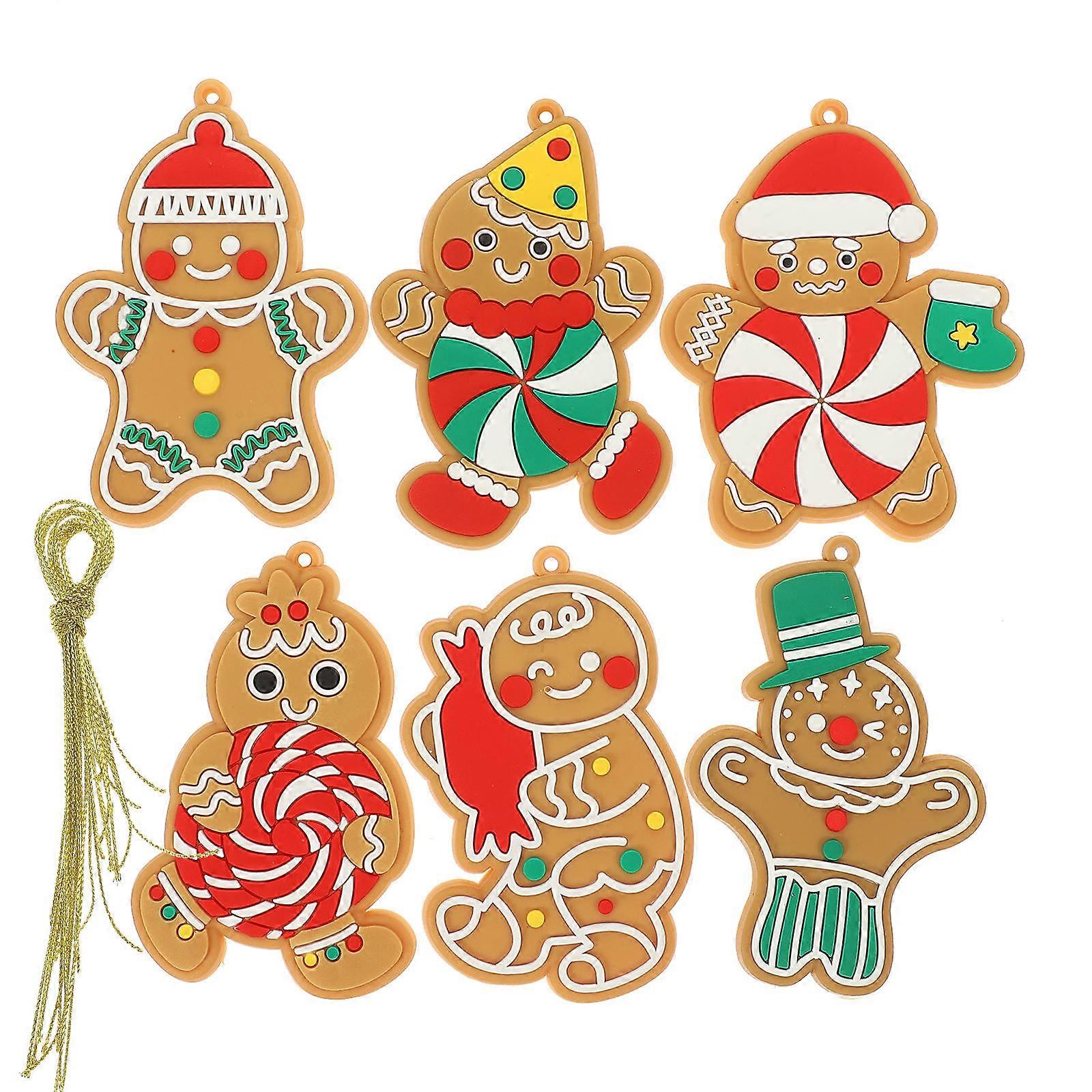 12pcs Christmas Gingerbread Man Ornaments Hanging Tree Decorations, Reusable Xmas Pendants for Home, Party & Garden
