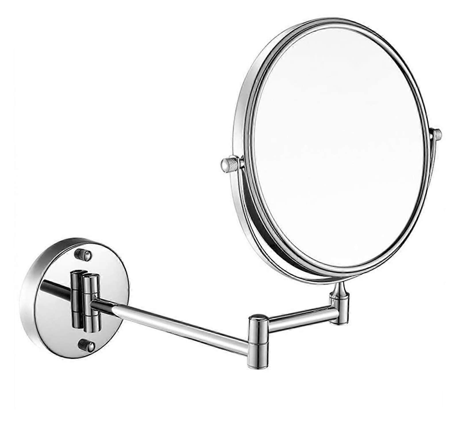 Wall-Mounted Makeup Mirror Double-Sided Retractable 6-Inch 5x Magnification For Bathroom Vanity