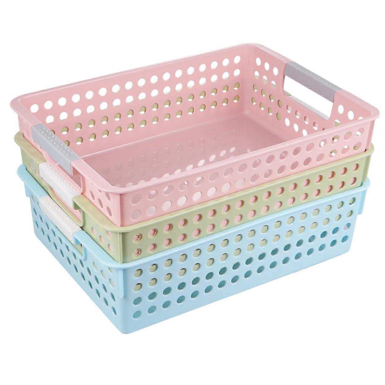 3piece office storage basket, office organization, file storage box, pink storage basket