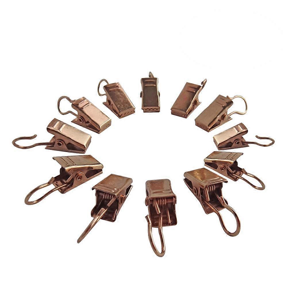 Metal Curtain Clips With Hooks Rim Design Anti Skid Curtain Clips For Window Dressing Light Golden 30Pack