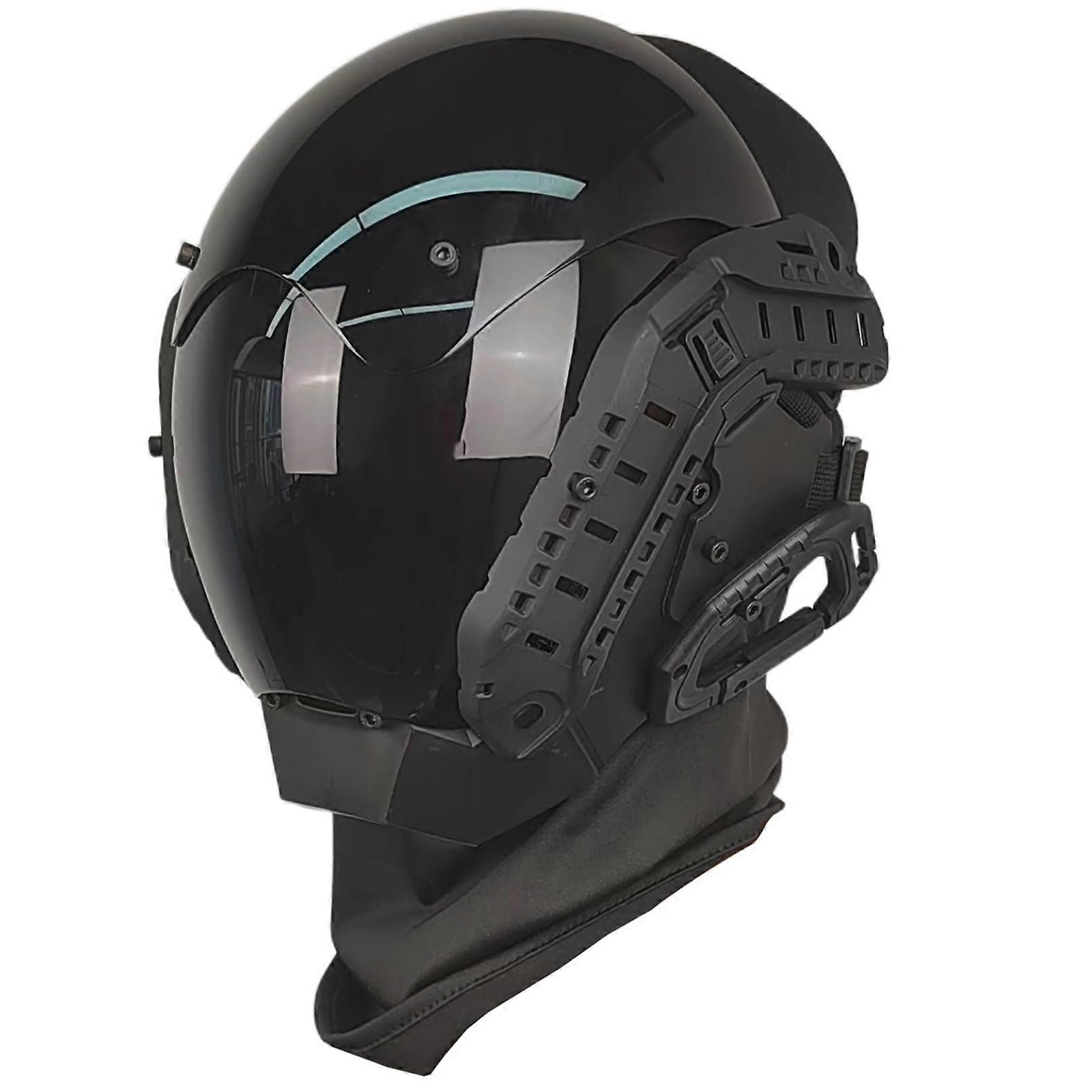 Cyberpunk Mask Futuristic Cosplay Mask with Guide Rail PC Material for Halloween Music Festival Decorative Punk Style