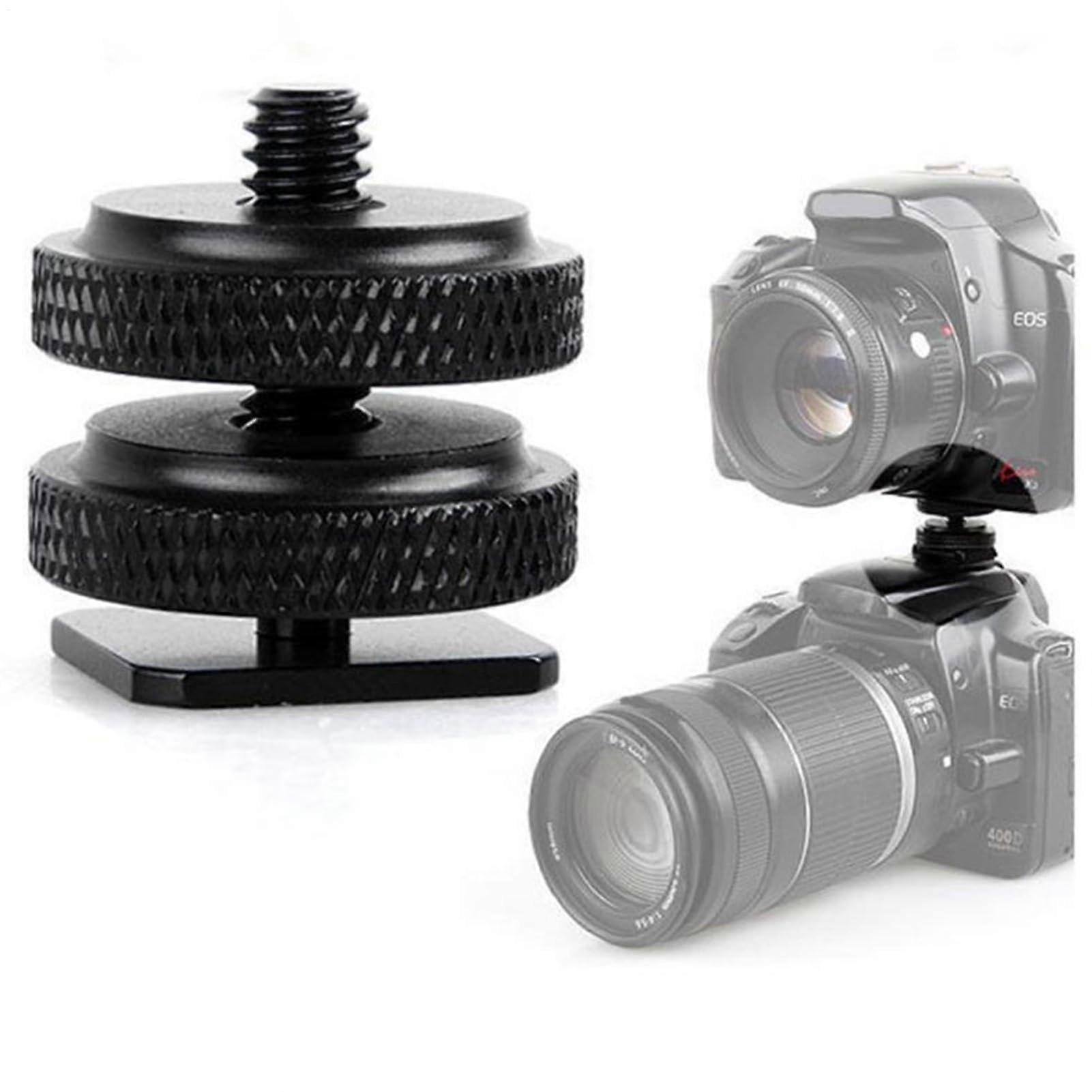 Double Layer Screw Hot Shoe Base 1/4-Inch Double Nut Screw Converter For Tripod Mount Monitor Light Microphone Camera