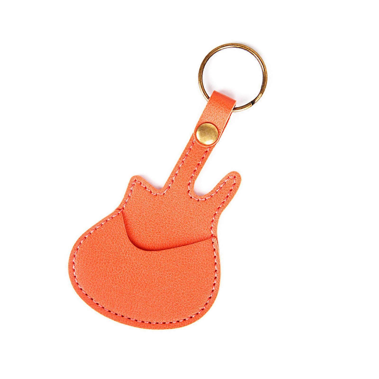 Guitar Plectrum Storage Bag Guitar Shape Guitar Pick Pouch Practical Pick Container PU Texture Suitable for Storaging Orange