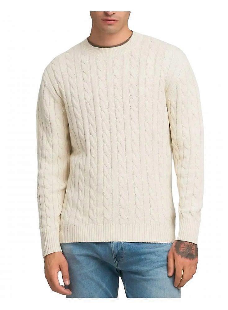 Men's Replay Cable Knit Jumper Stone