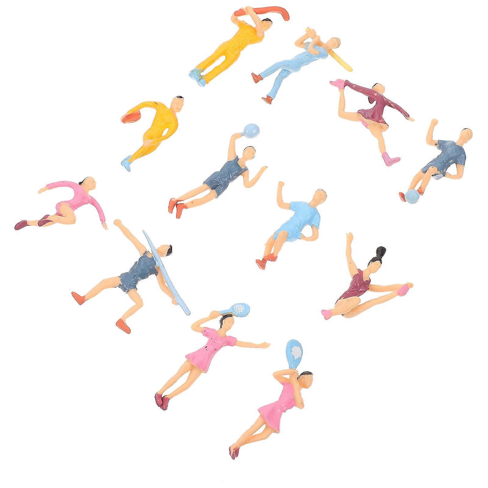 12pcs Mixed Style Realistic Athlete Figurines Smooth Polished Small Action Models for Desktop Decor Landscape Gift Display