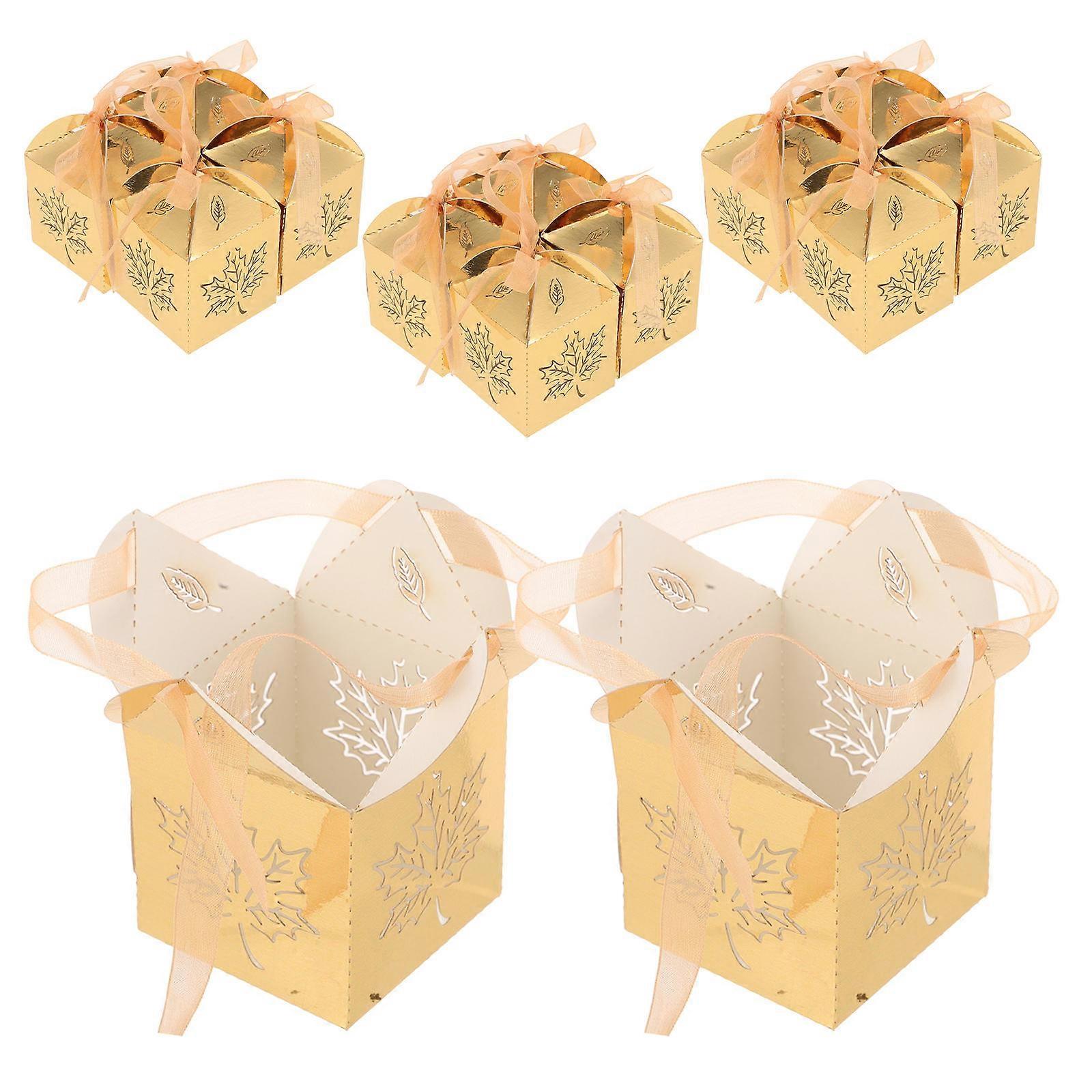 Golden Paper Candy Boxes for Holding Treats Exquisitely Crafted Romantic and Practical 25pcs