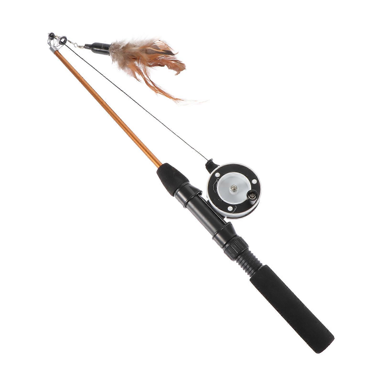 Tease Cat Toys Interactive Cat Teaser Stick Pet Bonding Nylon 1Set