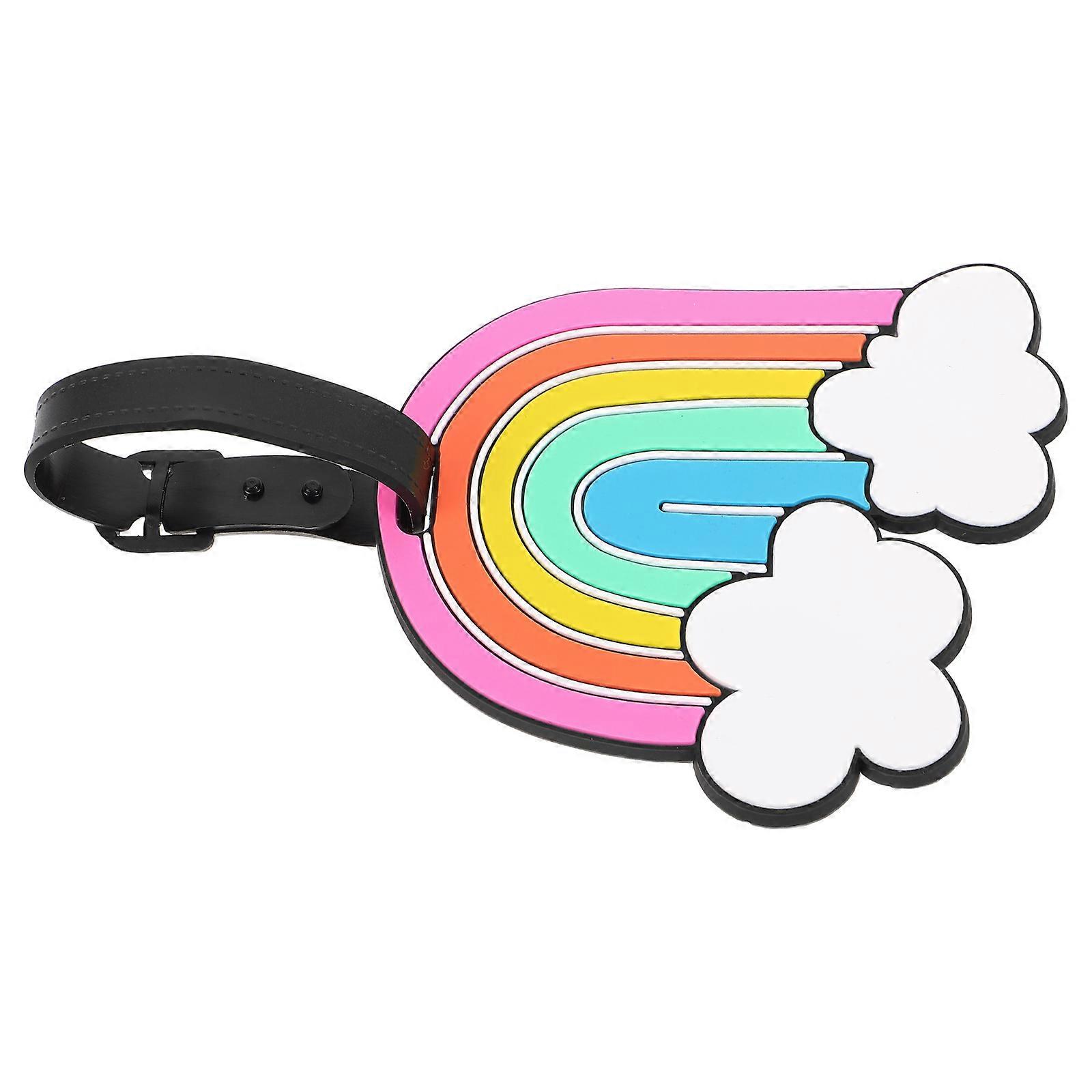 Rainbow Luggage Tag for Travel Made of Durable PVC Multi Color Stand Out in Style